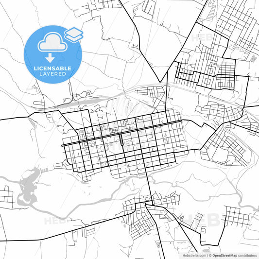 Layered PDF map of Shadrinsk, Kurgan Oblast, Russia