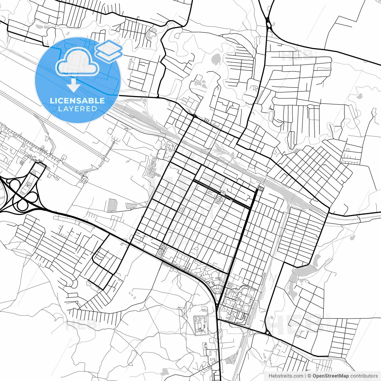 Layered PDF map of Mineralnye Vody, Stavropol Krai, Russia