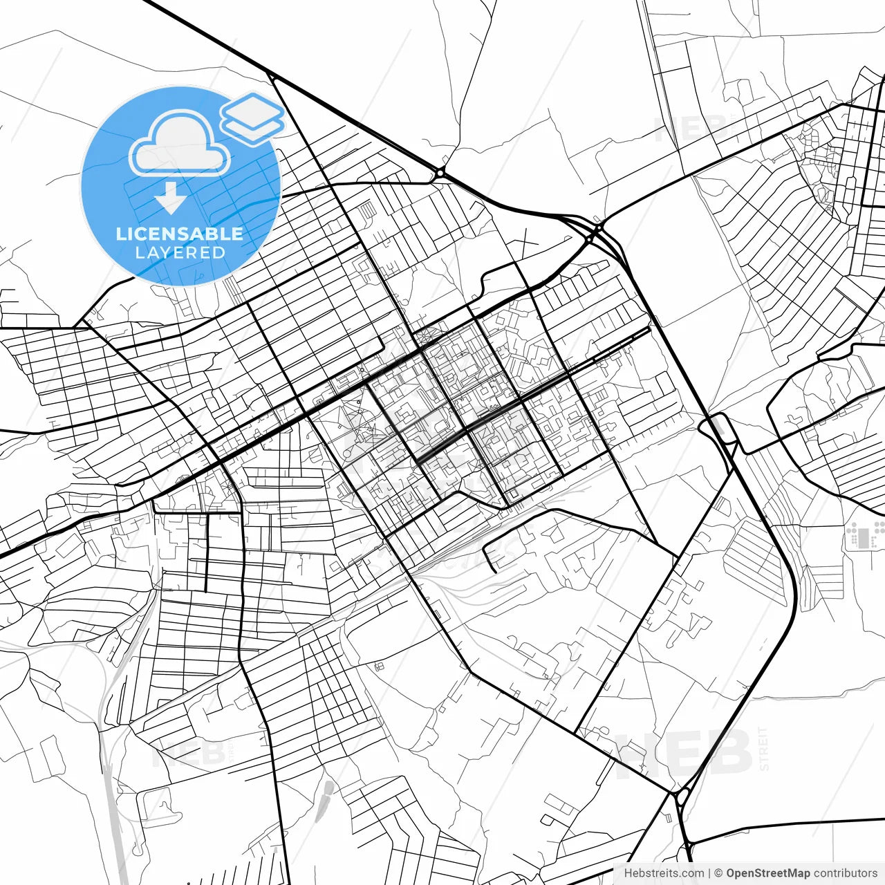 Layered PDF map of Chernogorsk, Republic of Khakassia, Russia