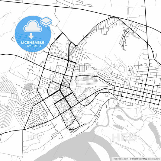 Layered PDF map of Yelabuga, Republic of Tatarstan, Russia