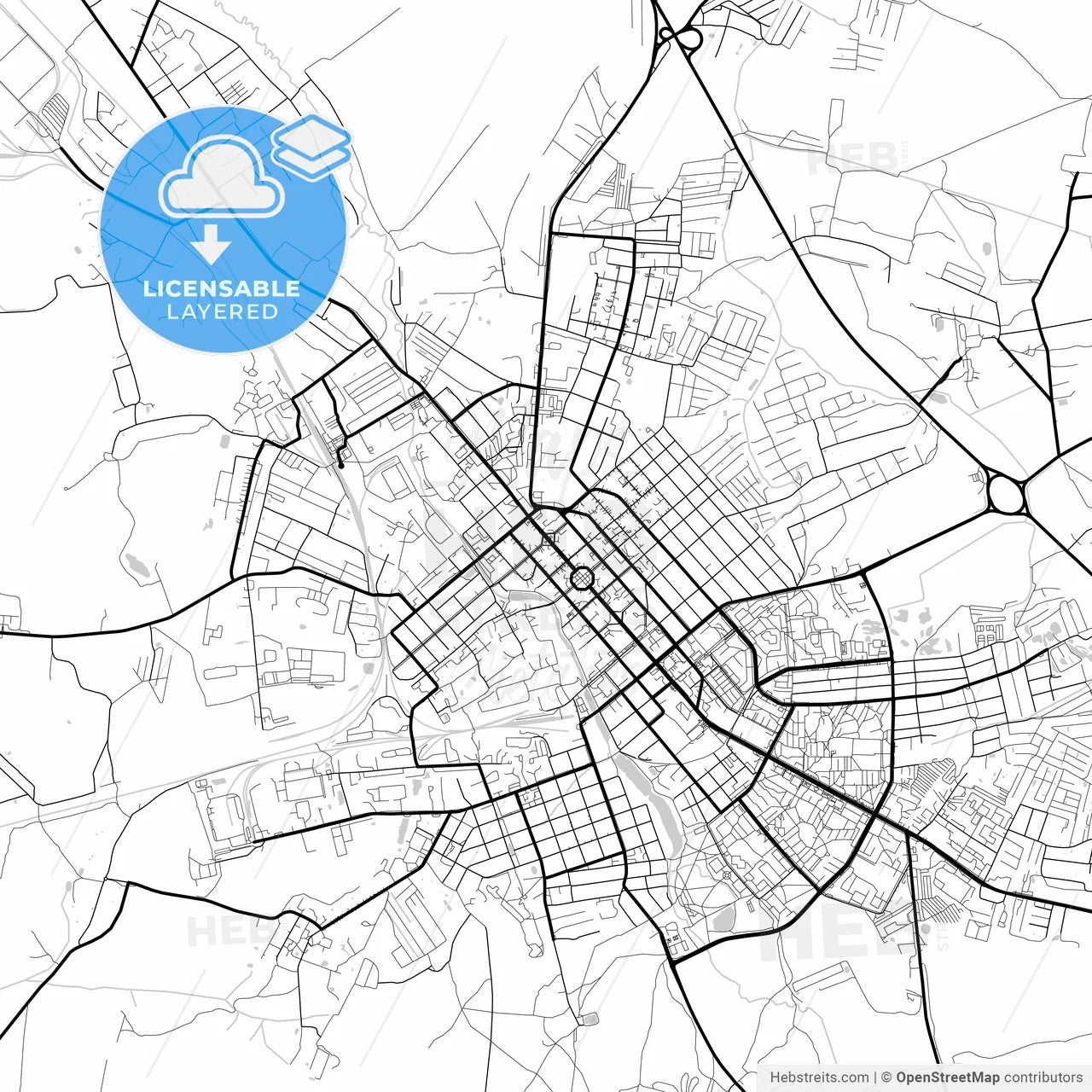 Layered PDF map of Yegoryevsk, Moscow Oblast, Russia