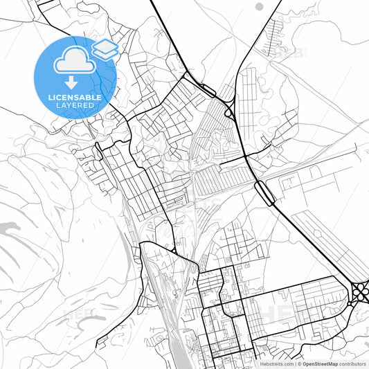 Layered PDF map of Novoaltaysk, Altai Krai, Russia