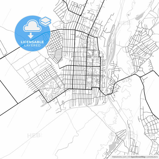 Layered PDF map of Belovo, Kemerovo Oblast, Russia
