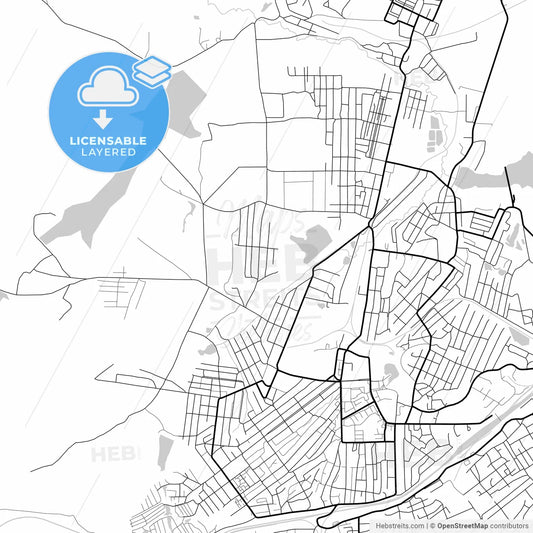Layered PDF map of Anzhero-Sudzhensk, Kemerovo Oblast, Russia