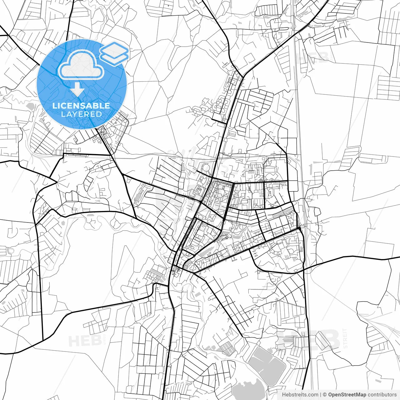Layered PDF map of Chekhov, Moscow Oblast, Russia