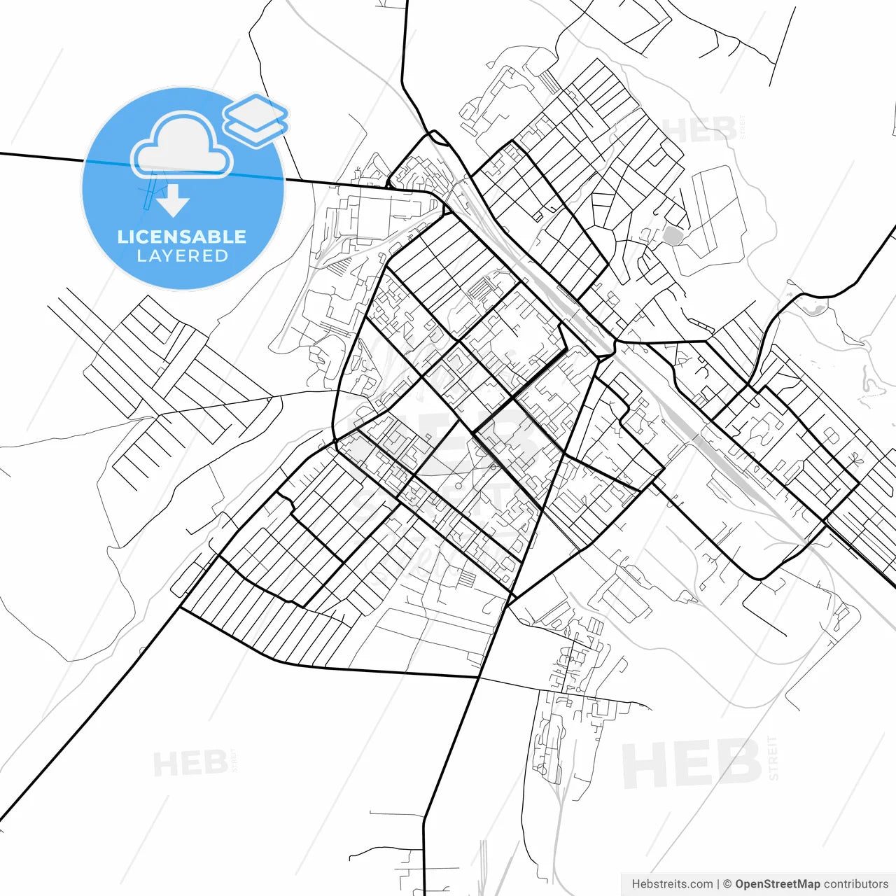 Layered PDF map of Tuymazy, Republic of Bashkortostan, Russia