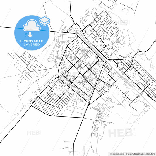 Layered PDF map of Tuymazy, Republic of Bashkortostan, Russia