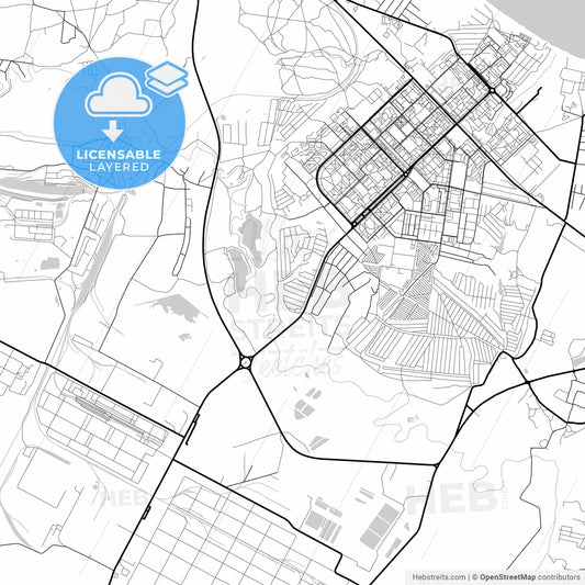 Layered PDF map of Kstovo, Nizhny Novgorod Oblast, Russia