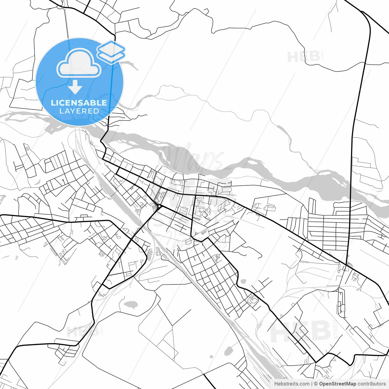 Layered PDF map of Belogorsk, Amur Oblast, Russia