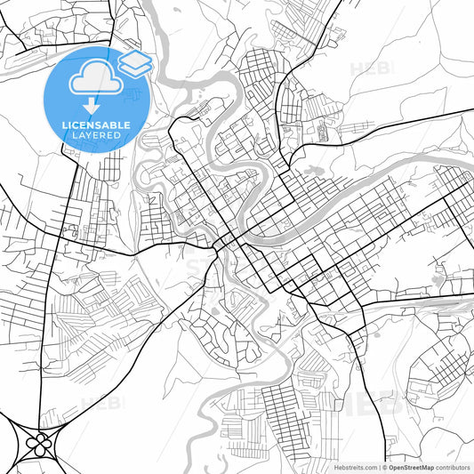 Layered PDF map of Kungur, Perm Krai, Russia