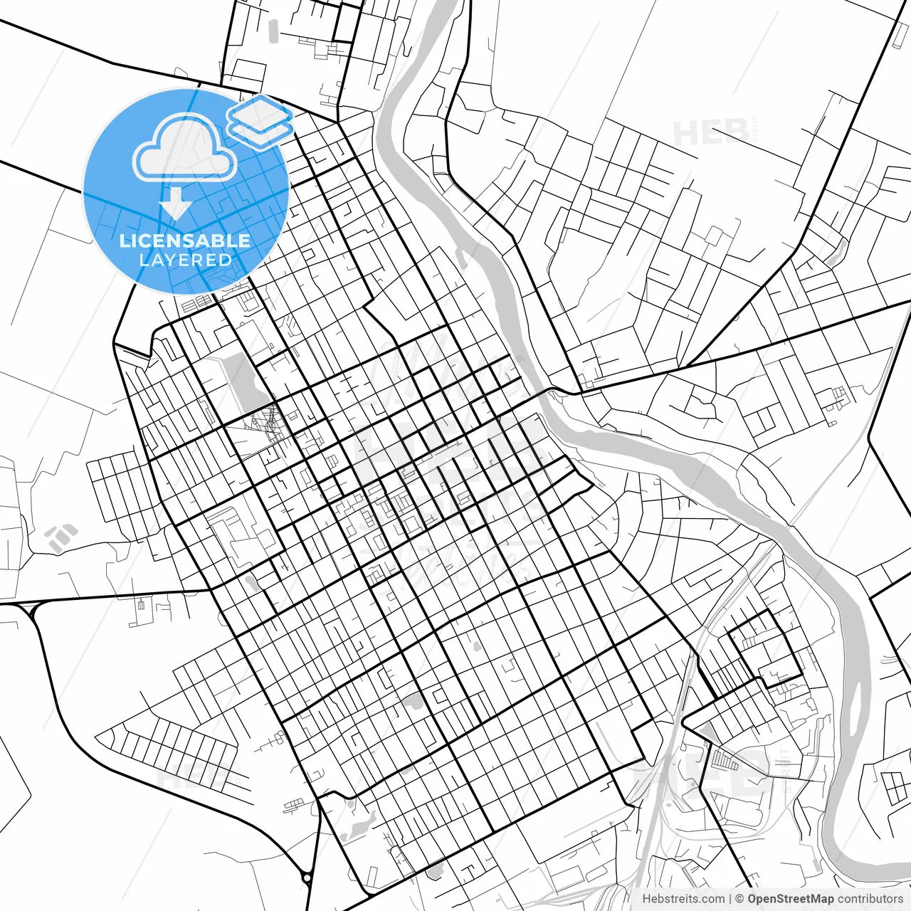 Layered PDF map of Slavyansk-na-Kubani, Krasnodar Krai, Russia
