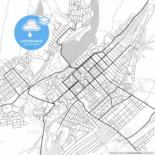 Layered PDF map of Beloretsk, Republic of Bashkortostan, Russia