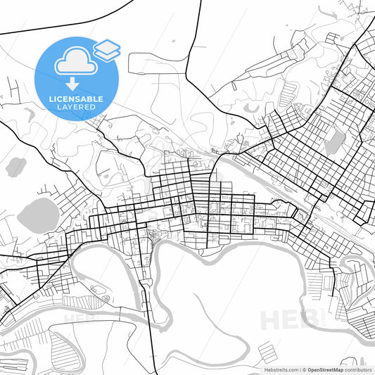 Layered PDF map of Ishim, Tyumen Oblast, Russia