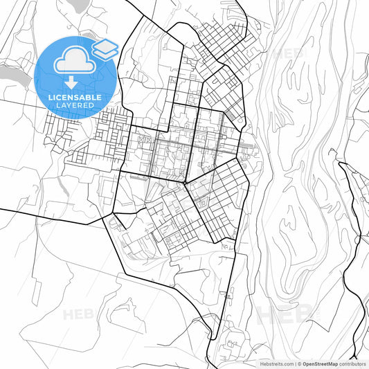 Layered PDF map of Asbest, Sverdlovsk Oblast, Russia