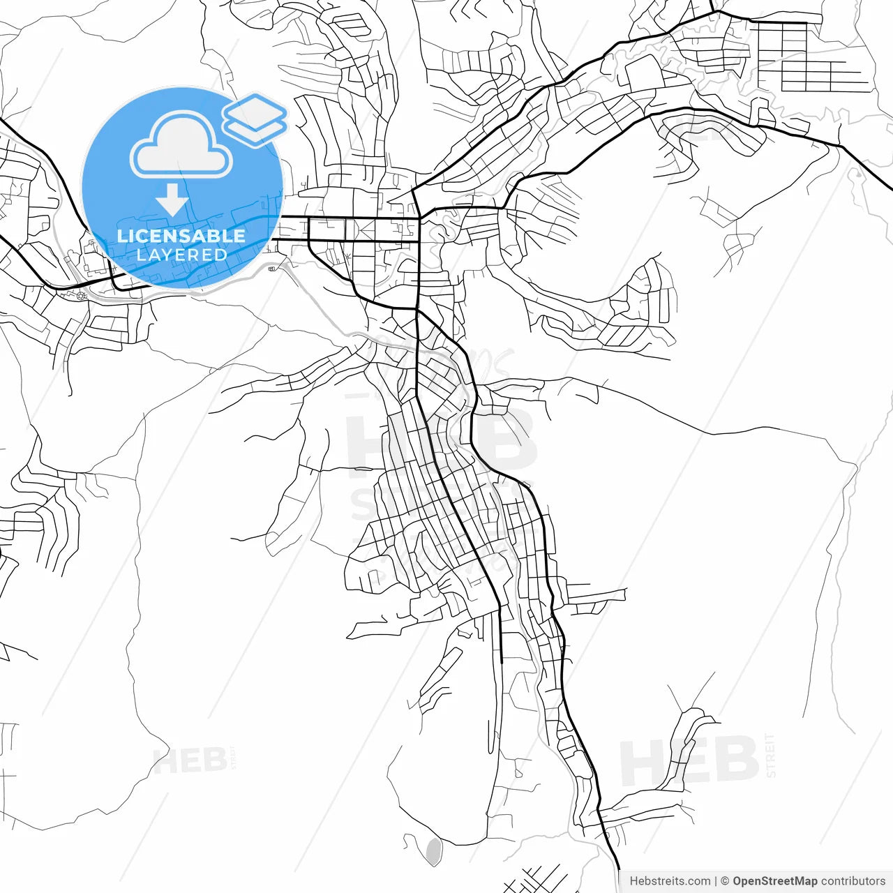 Layered PDF map of Gorno-Altaysk, Altai Republic, Russia
