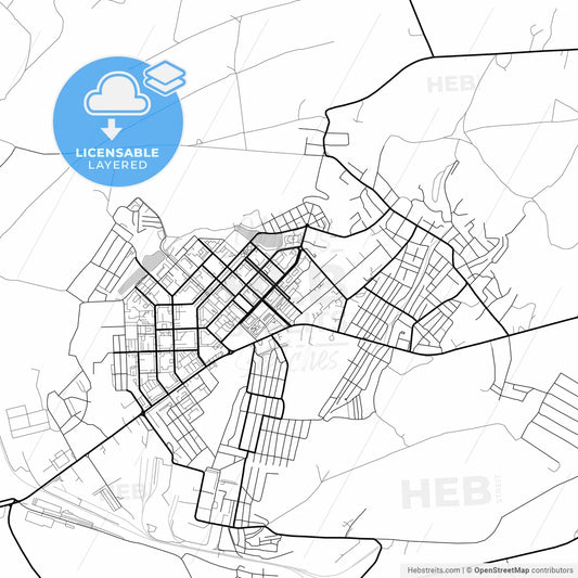 Layered PDF map of Leninogorsk, Republic of Tatarstan, Russia