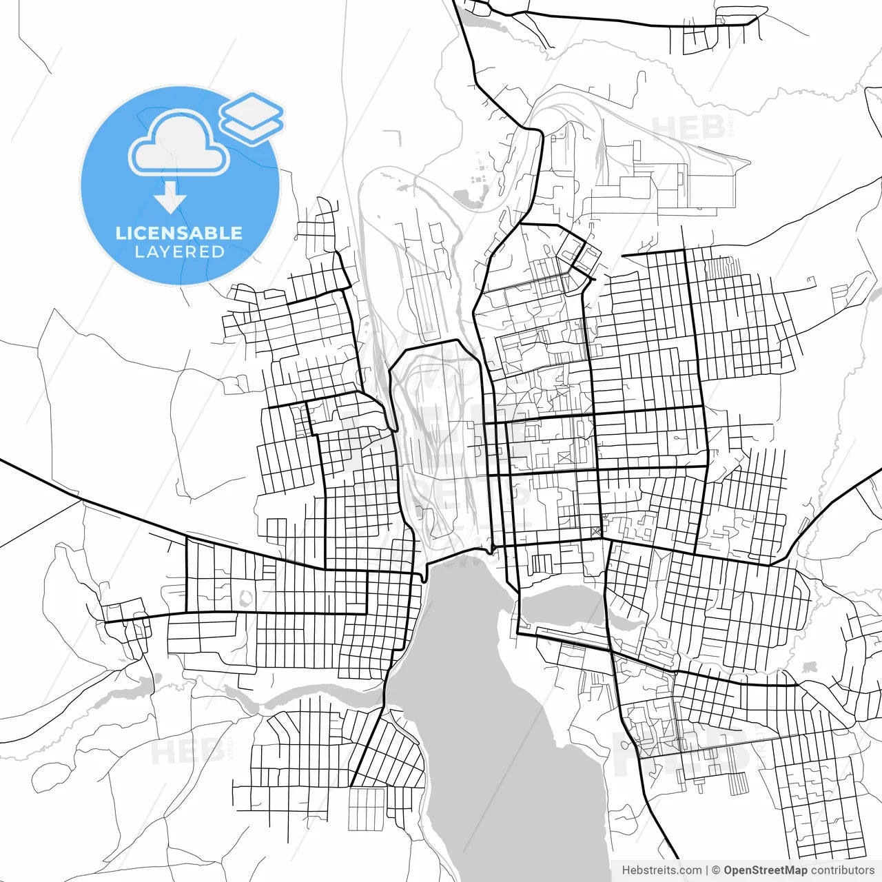 Layered PDF map of Lysva, Perm Krai, Russia