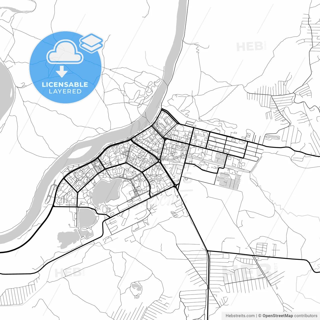 Layered PDF map of Zelenogorsk, Krasnoyarsk Krai, Russia