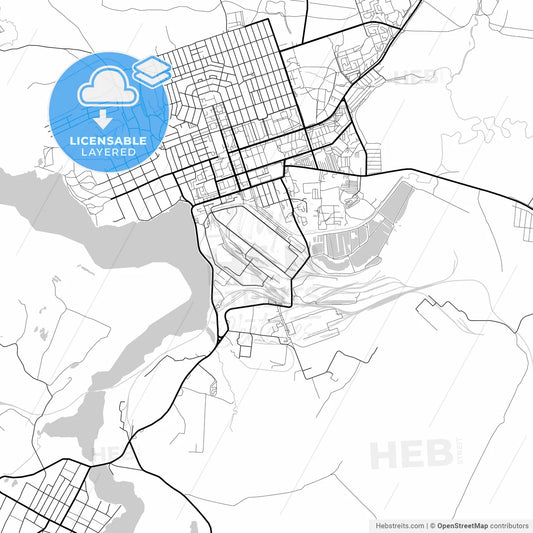 Layered PDF map of Polevskoy, Sverdlovsk Oblast, Russia