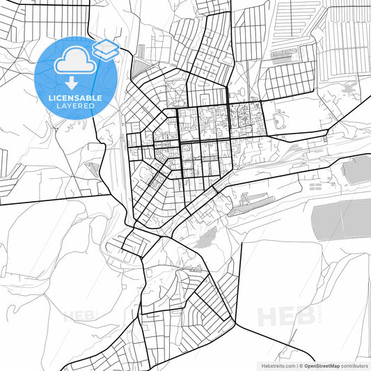 Layered PDF map of Sibay, Republic of Bashkortostan, Russia
