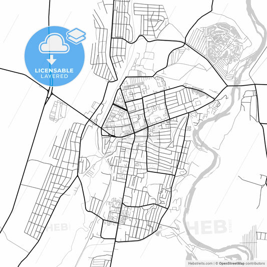 Layered PDF map of Meleuz, Republic of Bashkortostan, Russia