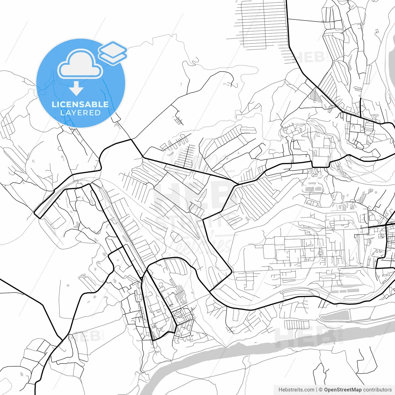 Layered PDF map of Aleksin, Tula Oblast, Russia