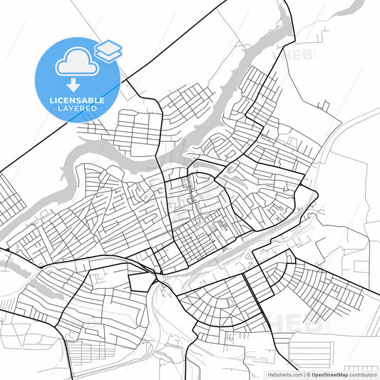 Layered PDF map of Salsk, Rostov Oblast, Russia