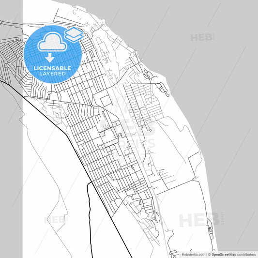 Layered PDF map of Izberbash, Republic of Dagestan, Russia