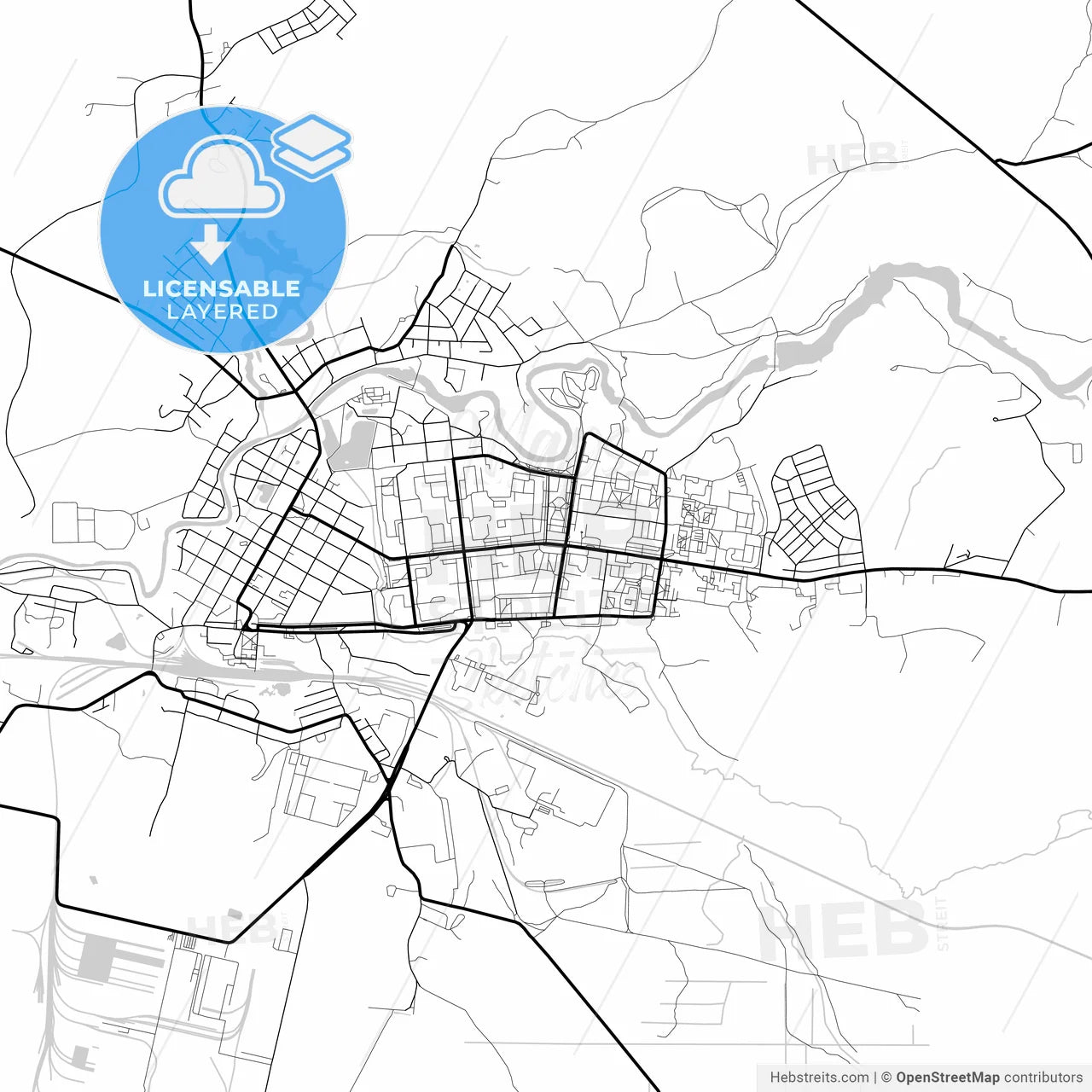 Layered PDF map of Tikhvin, Leningrad Oblast, Russia