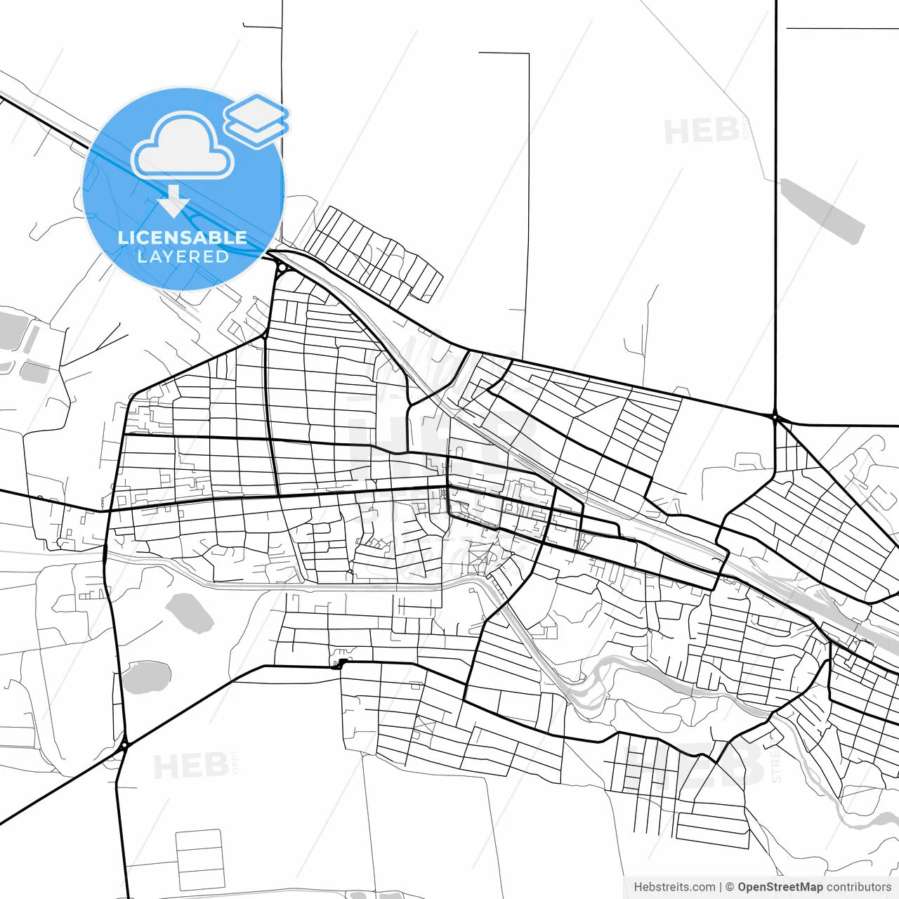 Layered PDF map of Prokhladny, Kabardino-Balkar Republic, Russia
