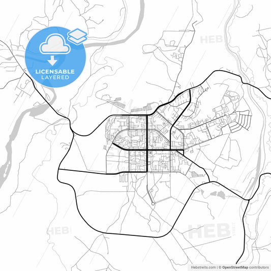 Layered PDF map of Neryungri, Sakha , Russia