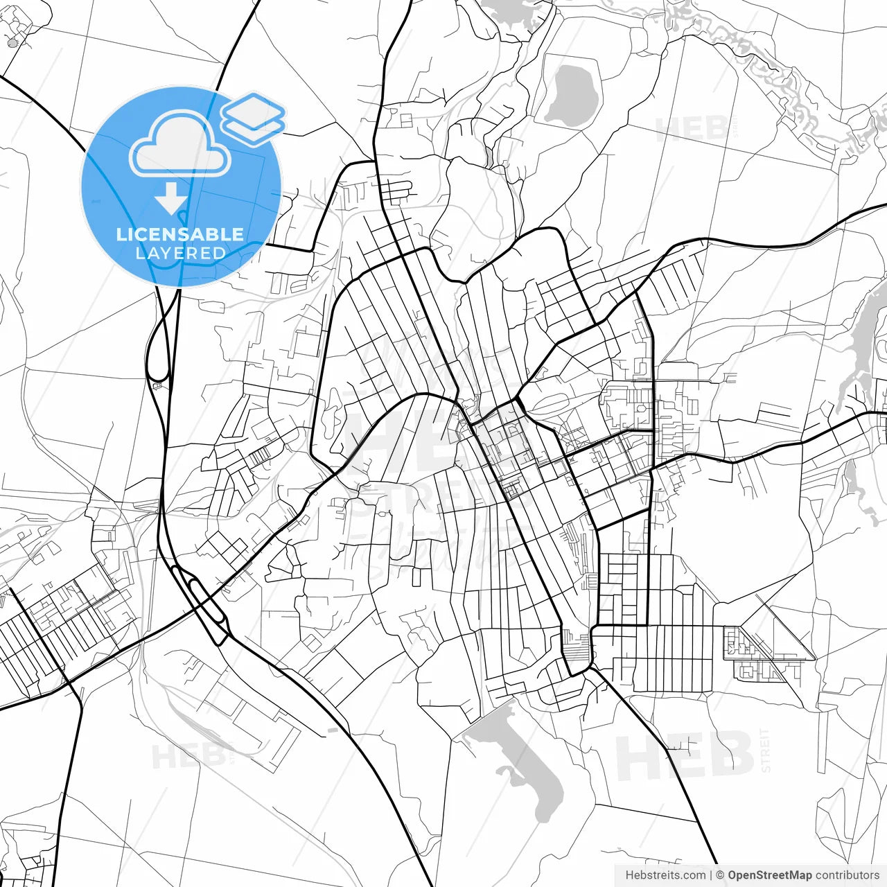 Layered PDF map of Beryozovsky, Sverdlovsk Oblast, Russia