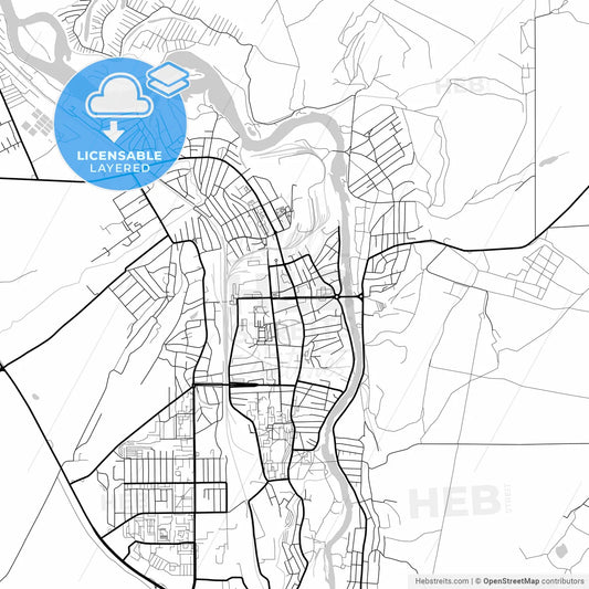 Layered PDF map of Iskitim, Novosibirsk Oblast, Russia