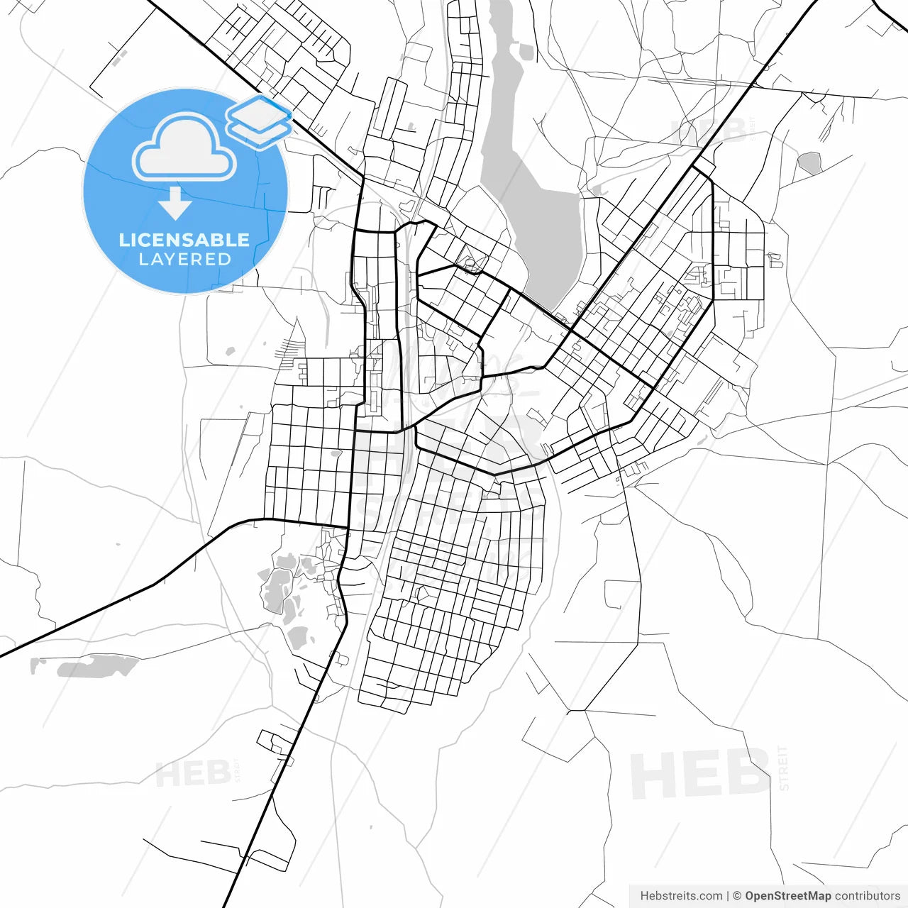 Layered PDF map of Gus-Khrustalny, Vladimir Oblast, Russia