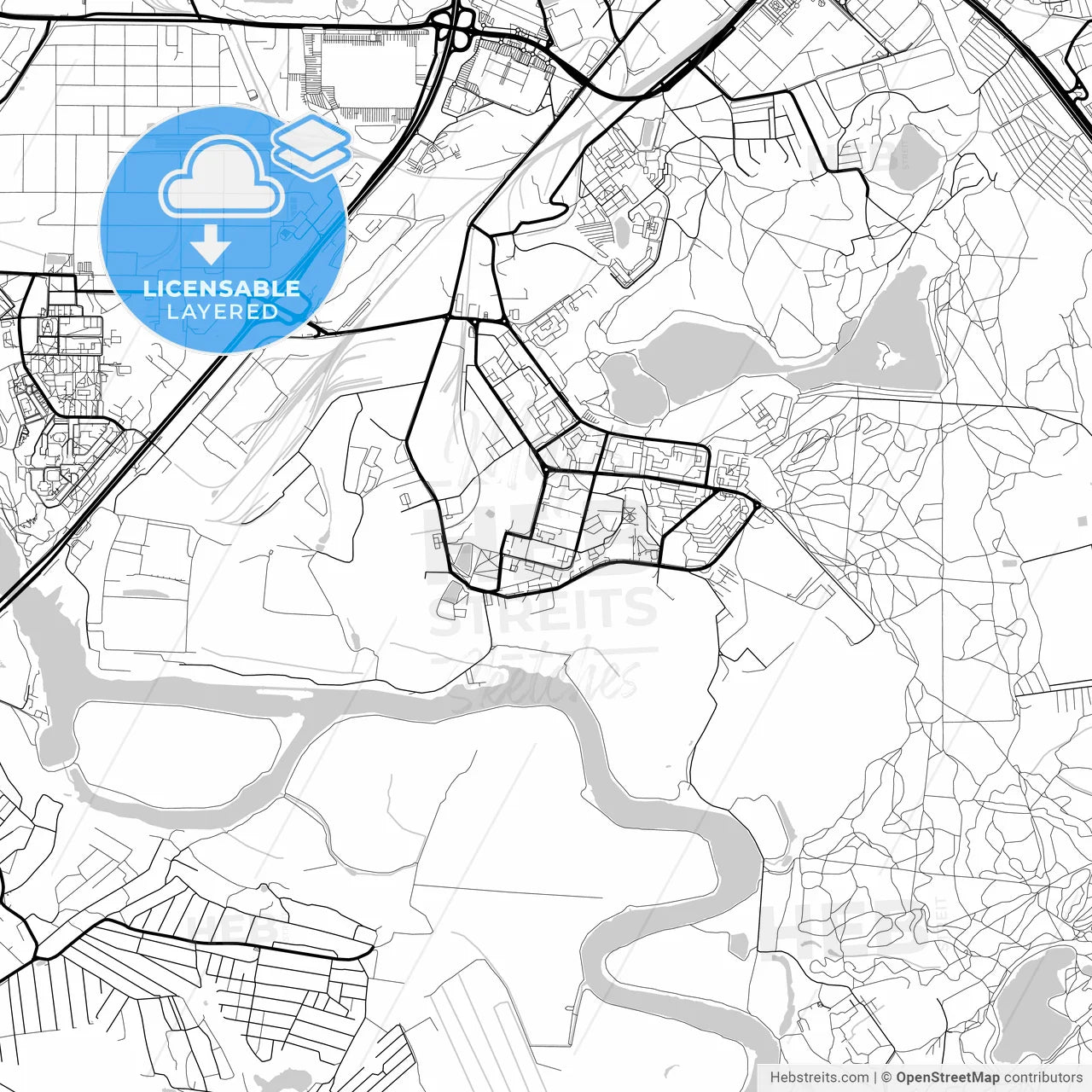 Layered PDF map of Dzerzhinsky, Moscow Oblast, Russia
