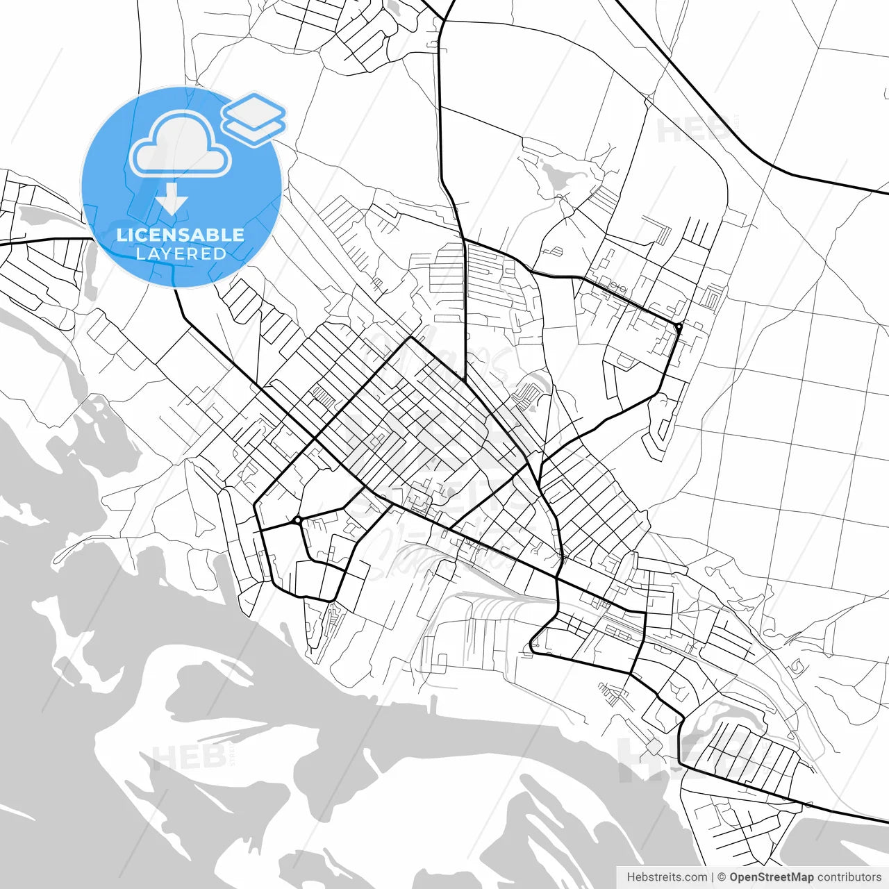 Layered PDF map of Volzhsk, Mari El Republic, Russia