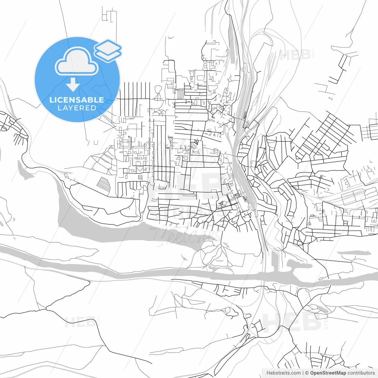 Layered PDF map of Liski, Voronezh Oblast, Russia