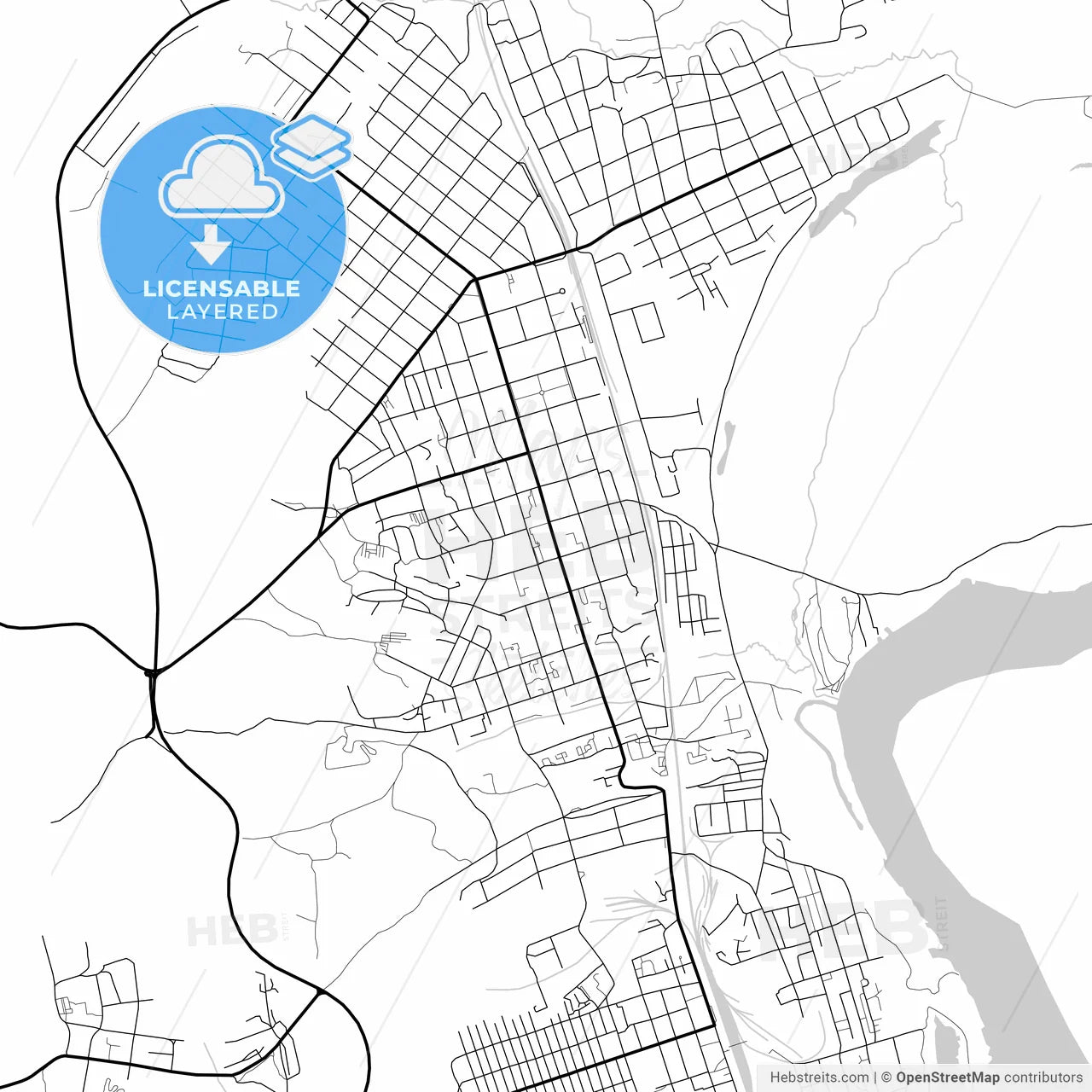 Layered PDF map of Svobodny, Amur Oblast, Russia