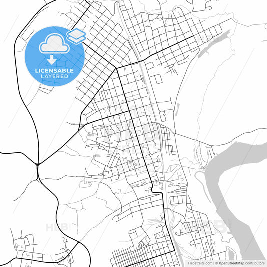 Layered PDF map of Svobodny, Amur Oblast, Russia