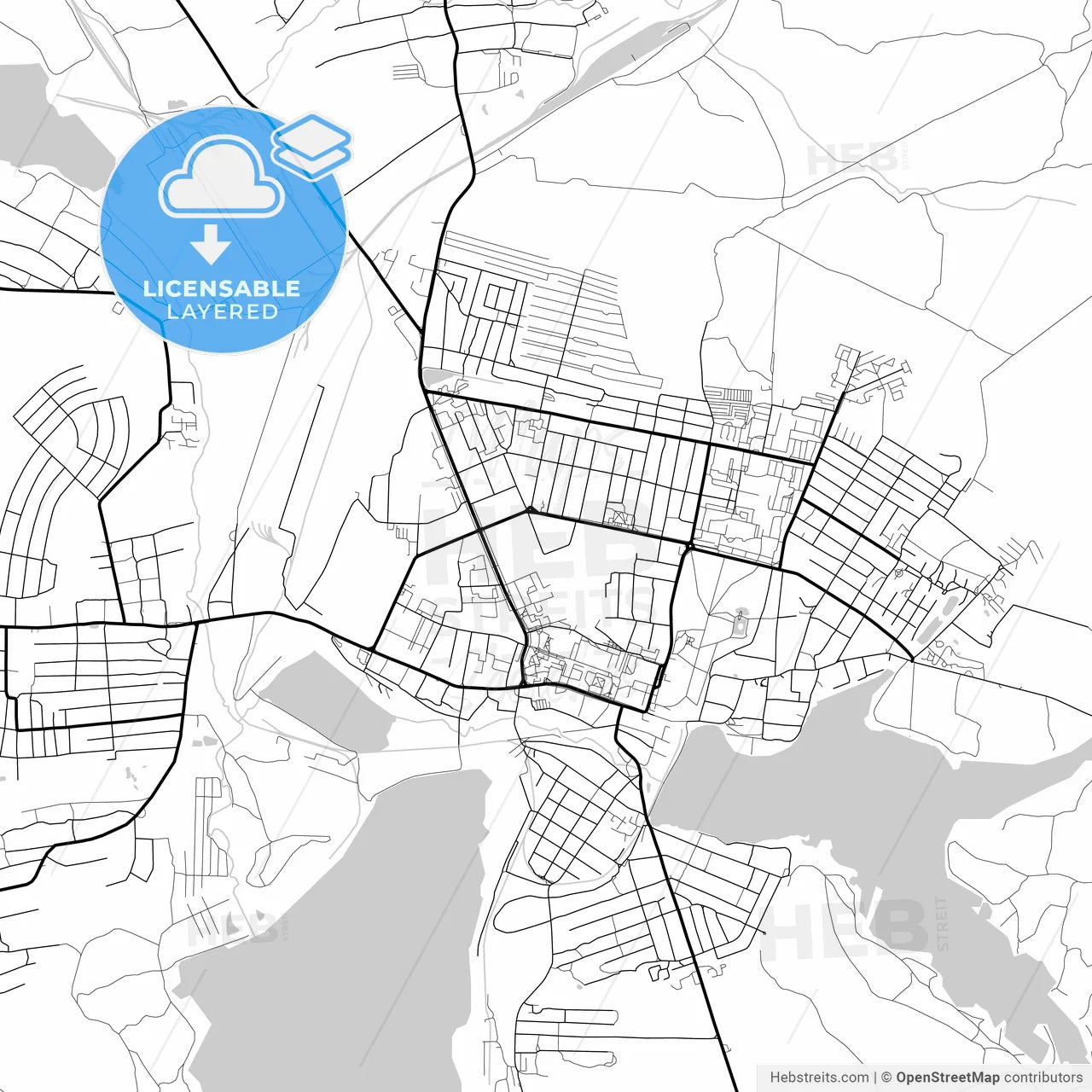Layered PDF map of Vyksa, Nizhny Novgorod Oblast, Russia