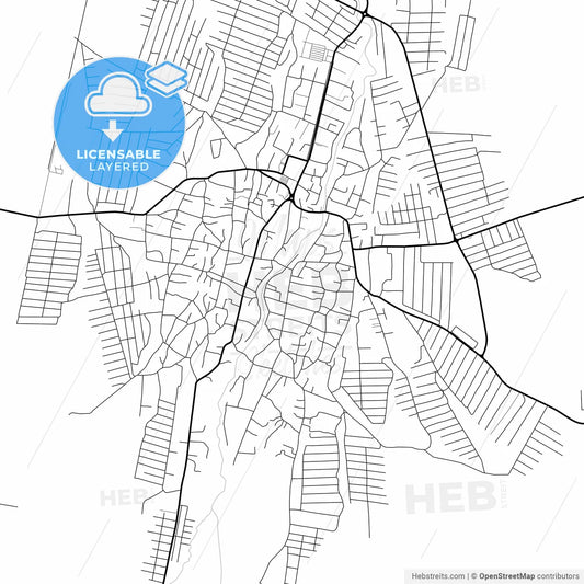 Layered PDF map of Shali, Chechen Republic, Russia