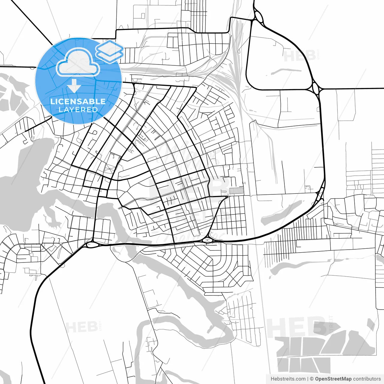 Layered PDF map of Timashyovsk, Krasnodar Krai, Russia