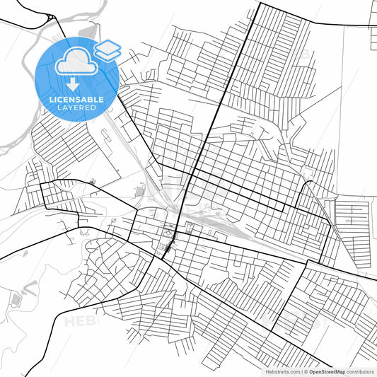 Layered PDF map of Gudermes, Chechen Republic, Russia