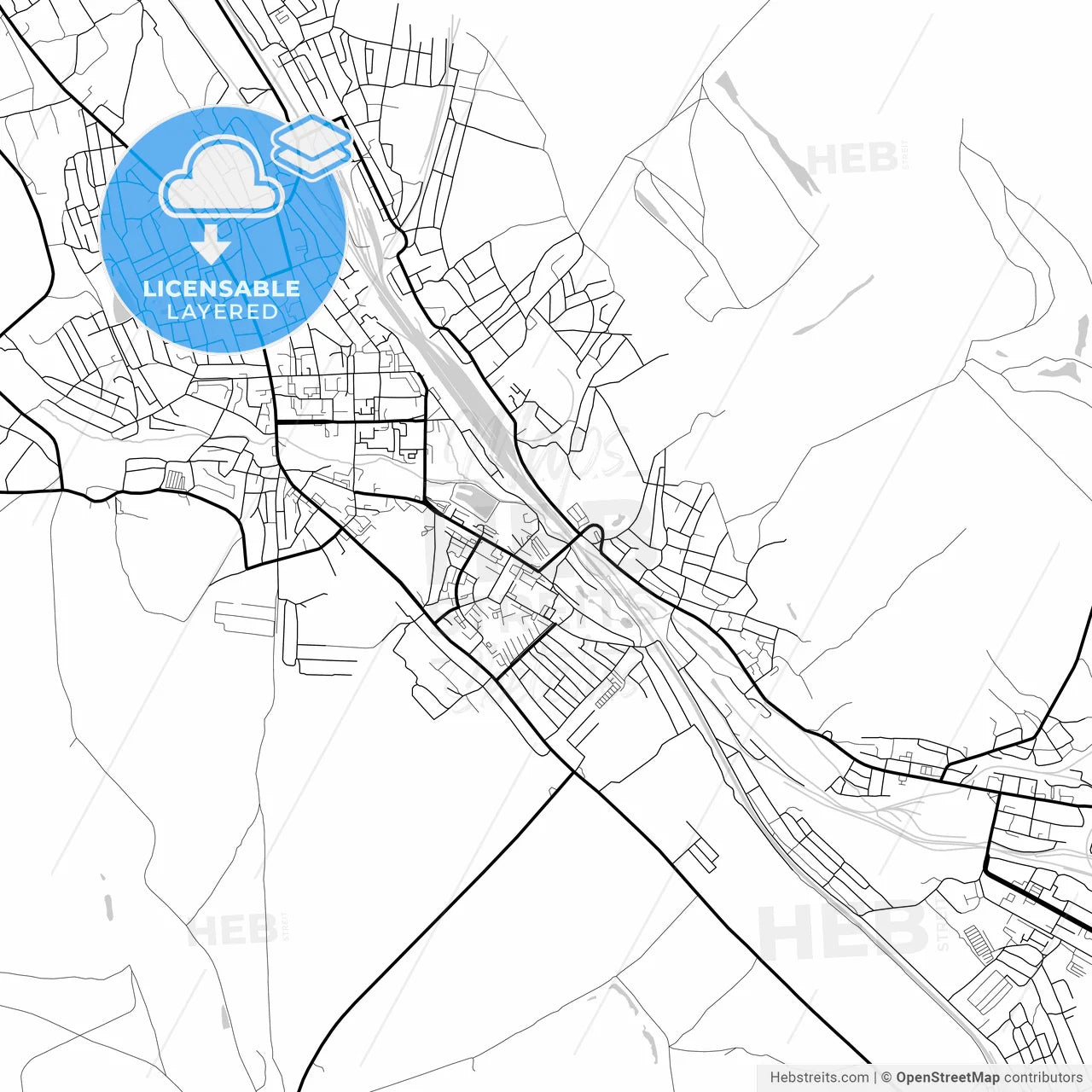 Layered PDF map of Cheremkhovo, Irkutsk Oblast, Russia