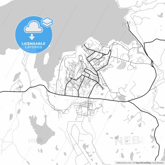 Layered PDF map of Severomorsk, Murmansk Oblast, Russia