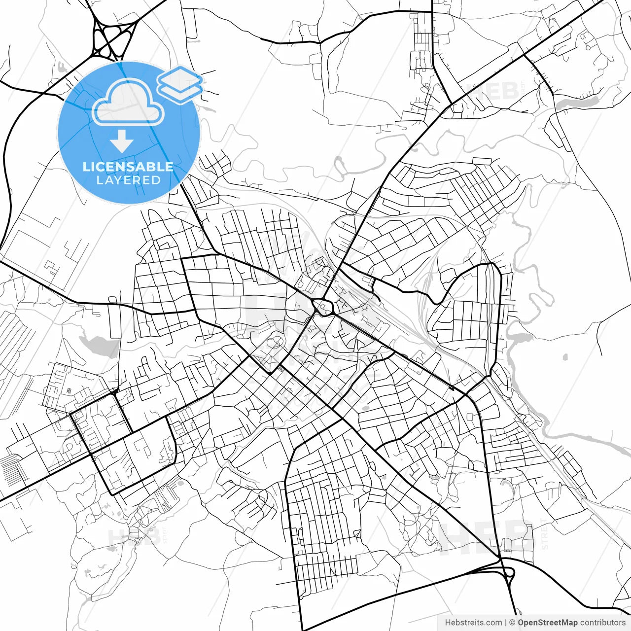 Layered PDF map of Roslavl, Smolensk Oblast, Russia