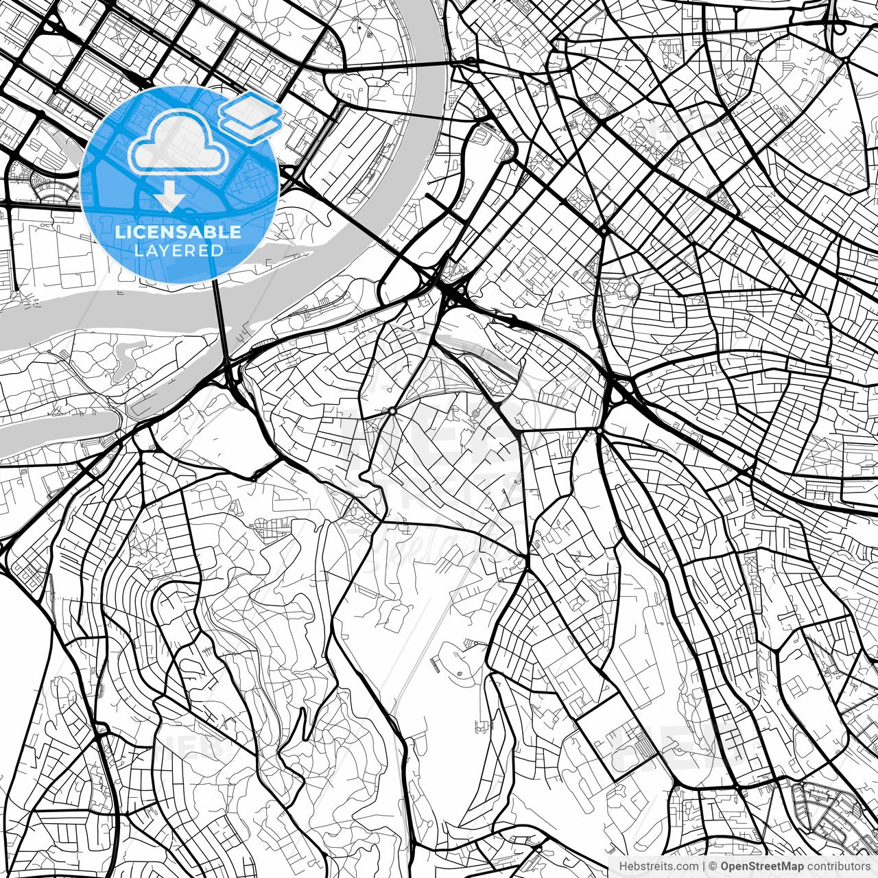 Layered PDF map of Belgrade, Belgrade, Serbia