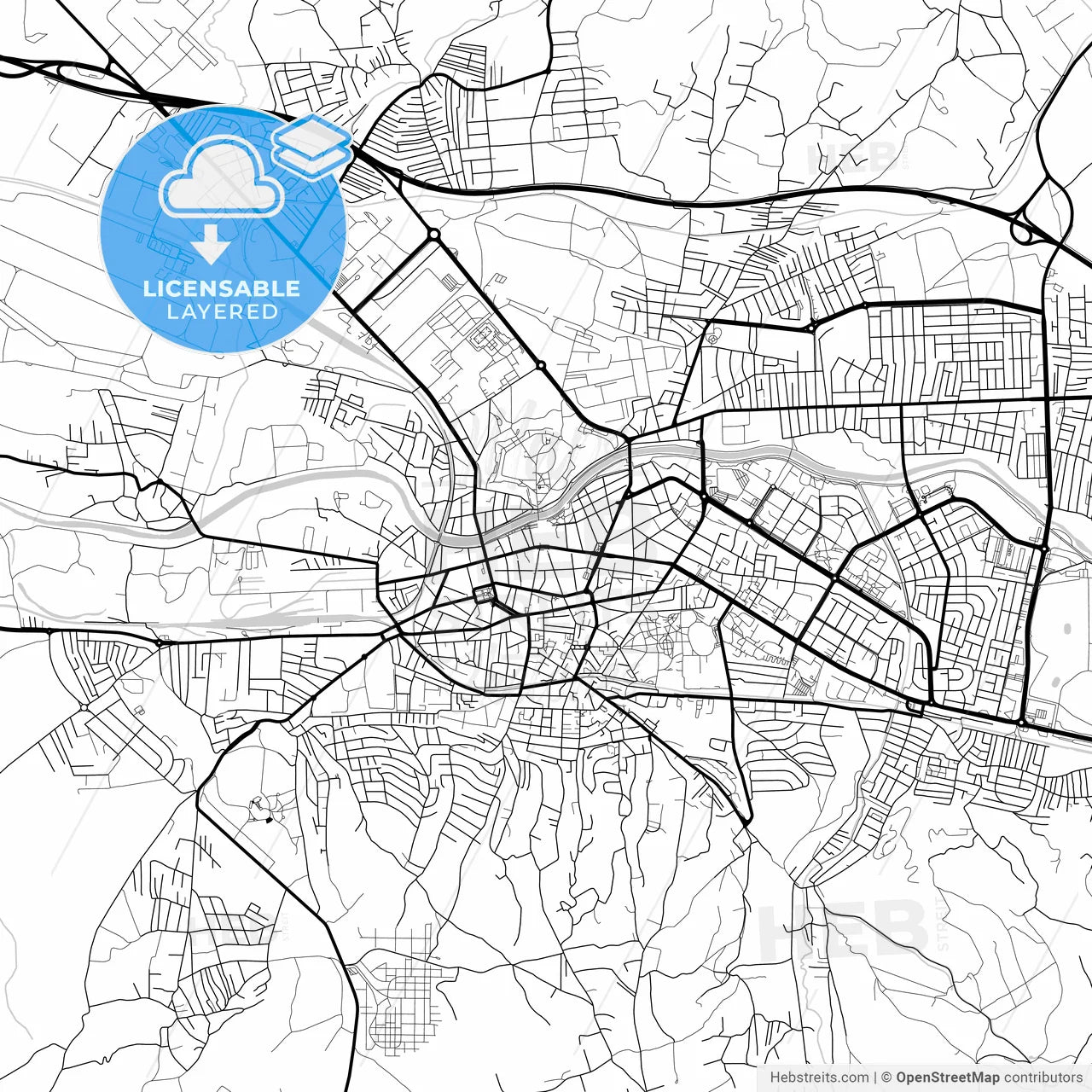Layered PDF map of Niš, Nišava, Serbia