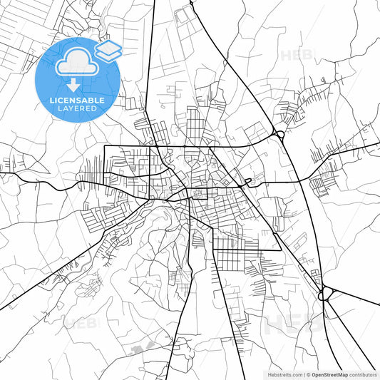 Layered PDF map of Leskovac, Jablanica, Serbia