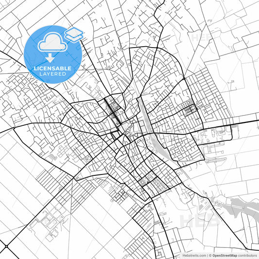 Layered PDF map of Subotica, North Bačka, Serbia
